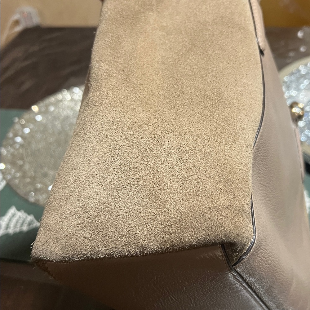 COACH Exotic Trim Suede Ava Tote Bag In Stone - Picture 10 of 17